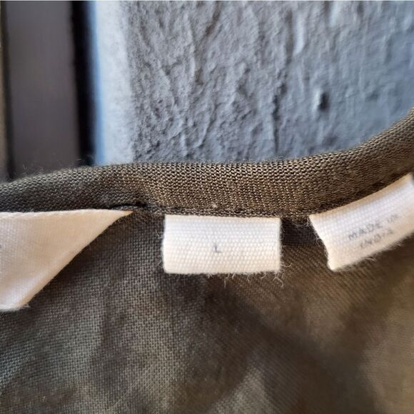 Anthropologie Edme & Esyllte Olive Green 3/4 Sleeve Embroidered Trim Dress Sz L - Picture 7 of 9